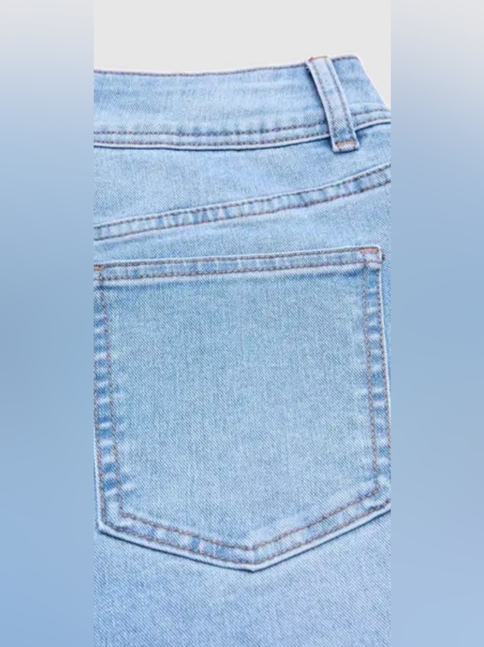 Flamingals Wash Asymmetrical Stitch Detail Mid Waist Straight Leg Jeans - Picture 9 of 14